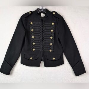 Vintage GAP Black Military Style Jacket Gold Detailed Buttons Band Leader Coat